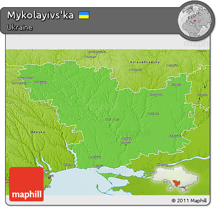 Political 3D Map of Mykolayivs'ka, physical outside