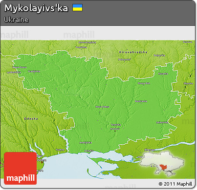 Political 3D Map of Mykolayivs'ka, physical outside