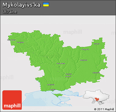 Political 3D Map of Mykolayivs'ka, single color outside