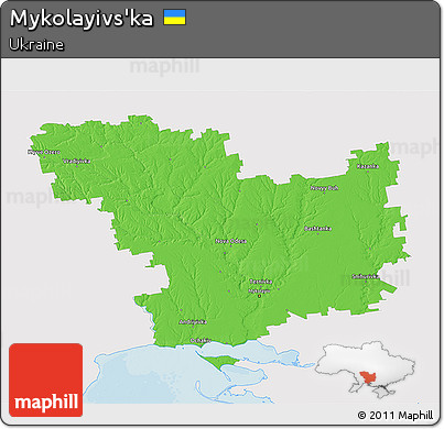 Political 3D Map of Mykolayivs'ka, single color outside