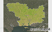 Satellite 3D Map of Mykolayivs'ka, darken, semi-desaturated