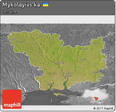 Satellite 3D Map of Mykolayivs'ka, desaturated