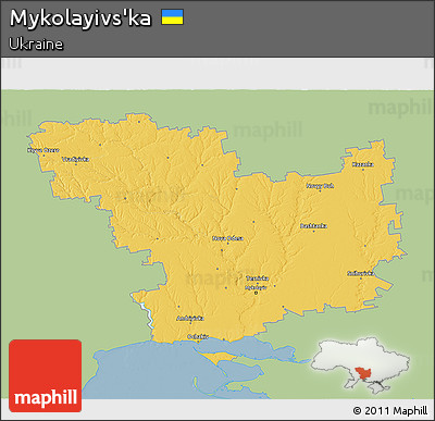 Savanna Style 3D Map of Mykolayivs'ka, single color outside