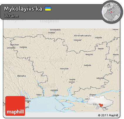 Shaded Relief 3D Map of Mykolayivs'ka