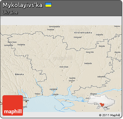 Shaded Relief 3D Map of Mykolayivs'ka