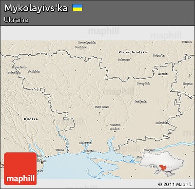 Shaded Relief 3D Map of Mykolayivs'ka