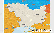Shaded Relief 3D Map of Mykolayivs'ka, political outside