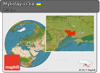 Satellite Location Map of Mykolayivs'ka