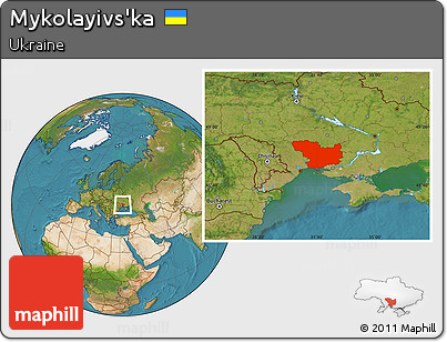 Satellite Location Map of Mykolayivs'ka