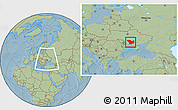 Savanna Style Location Map of Mykolayivs'ka, within the entire country, hill shading