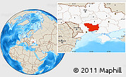 Shaded Relief Location Map of Mykolayivs'ka, highlighted country