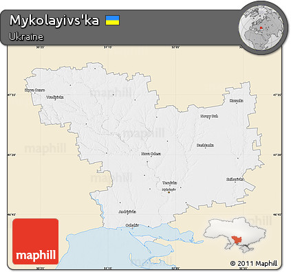 Classic Style Map of Mykolayivs'ka, single color outside
