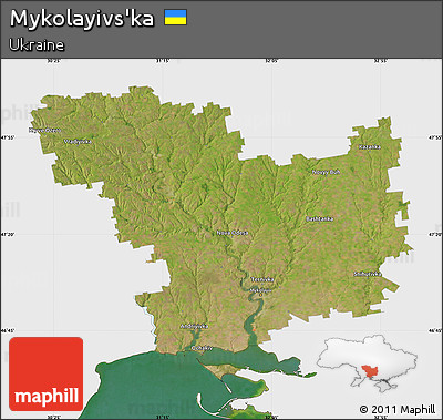 Satellite Map of Mykolayivs'ka, single color outside