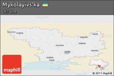 Classic Style Panoramic Map of Mykolayivs'ka, single color outside