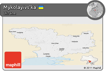 Classic Style Panoramic Map of Mykolayivs'ka, single color outside