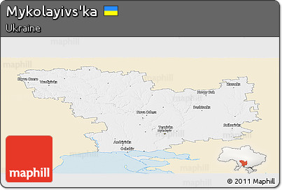 Classic Style Panoramic Map of Mykolayivs'ka, single color outside