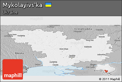 Gray Panoramic Map of Mykolayivs'ka