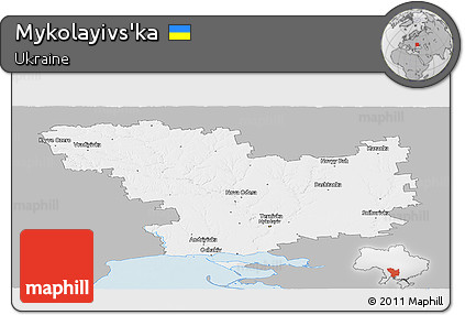 Gray Panoramic Map of Mykolayivs'ka, single color outside