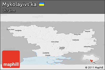 Gray Panoramic Map of Mykolayivs'ka, single color outside
