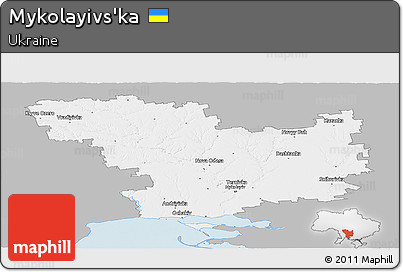 Gray Panoramic Map of Mykolayivs'ka, single color outside