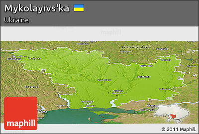 Physical Panoramic Map of Mykolayivs'ka, satellite outside