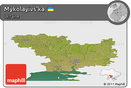 Satellite Panoramic Map of Mykolayivs'ka, single color outside