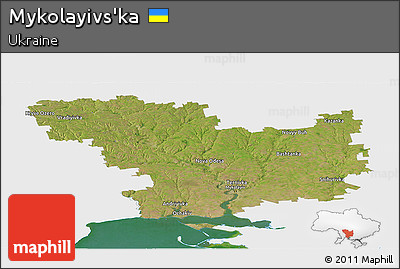 Satellite Panoramic Map of Mykolayivs'ka, single color outside