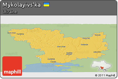 Savanna Style Panoramic Map of Mykolayivs'ka, single color outside