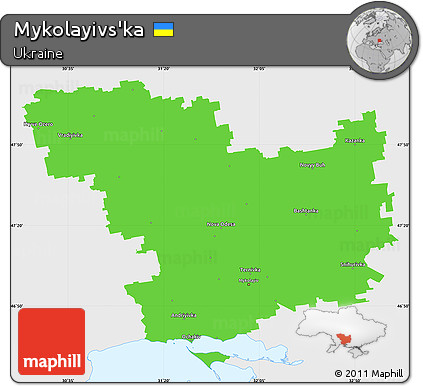 Political Simple Map of Mykolayivs'ka, single color outside