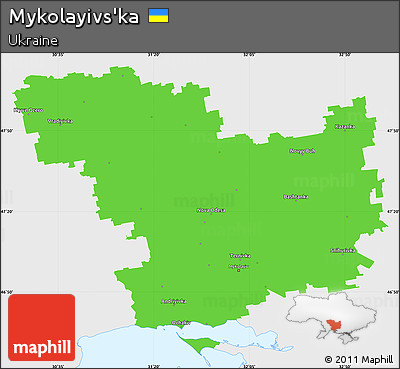 Political Simple Map of Mykolayivs'ka, single color outside