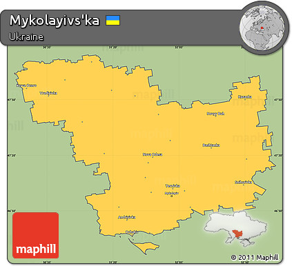 Savanna Style Simple Map of Mykolayivs'ka, cropped outside