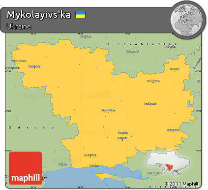 Savanna Style Simple Map of Mykolayivs'ka