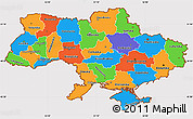 Political Simple Map of Ukraine, cropped outside