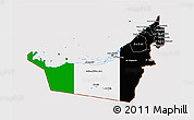 Flag 3D Map of United Arab Emirates, flag aligned to the middle