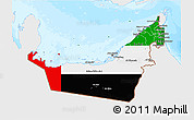 Flag 3D Map of United Arab Emirates, single color outside, bathymetry sea, flag centered