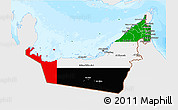 Flag 3D Map of United Arab Emirates, single color outside, bathymetry sea
