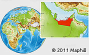 Physical Location Map of Abu Dhabi, within the entire country