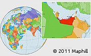 Political Location Map of Abu Dhabi, highlighted country