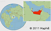 Savanna Style Location Map of Abu Dhabi, within the entire country