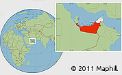 Savanna Style Location Map of Abu Dhabi, highlighted country