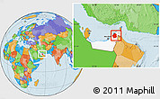 Political Location Map of Dubai, highlighted country