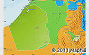 Physical Map of Dubai, political outside