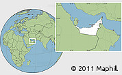 Blank Location Map of United Arab Emirates, savanna style outside