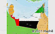 Flag Map of United Arab Emirates, political shades outside