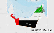 Flag Map of United Arab Emirates, single color outside, bathymetry sea, shaded relief sea