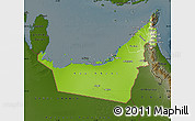 Physical Map of United Arab Emirates, darken