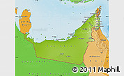 Physical Map of United Arab Emirates, political shades outside, shaded relief sea