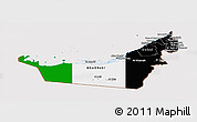 Flag Panoramic Map of United Arab Emirates, flag aligned to the middle