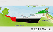 Flag Panoramic Map of United Arab Emirates, physical outside, bathymetry sea