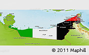 Flag Panoramic Map of United Arab Emirates, physical outside, flag rotated